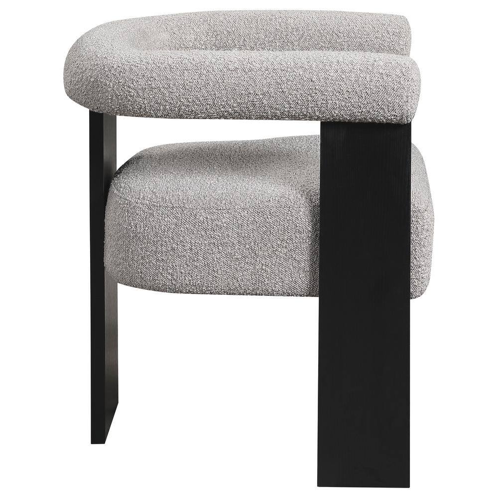 Gray Bouclé Upholstered Accent Chair with Black Wood Frame