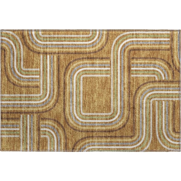 Mayfield Premium Machine Washable Abstract AMF2535 Paprika 3 ft. x 4 ft. Area Rug