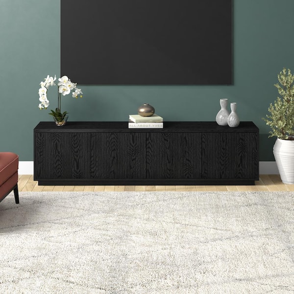Meyer&Cross Hanson 78.5 in. Black Grain TV Stand Fits TV's up to 85 in.