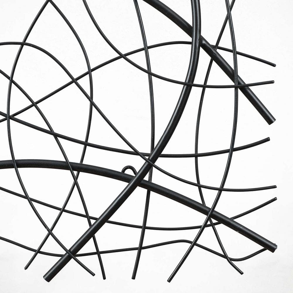 Large Black Abstract Square Iron Wall Sculpture