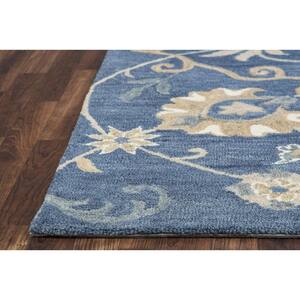Napoli Blue/Taupe 6 ft. 6 in. x 9 ft. 6 in. Floral/Persian Area Rug
