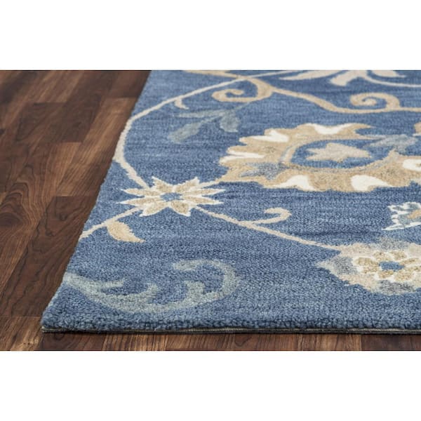 Napoli Blue/Taupe 6 ft. 6 in. x 9 ft. 6 in. Floral/Persian Area Rug