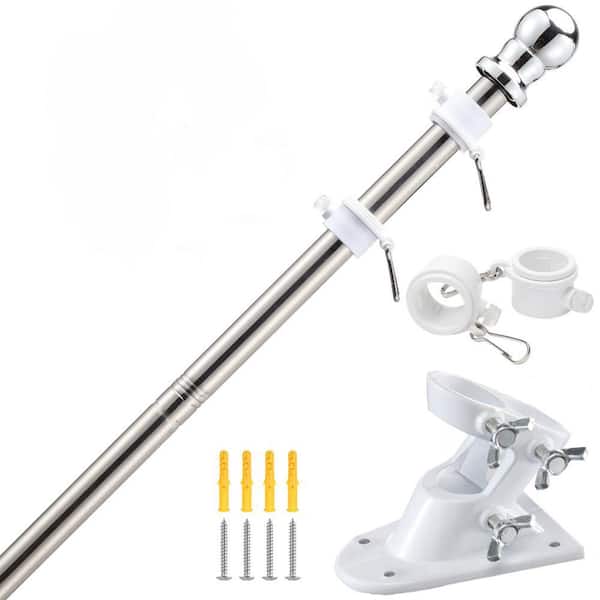 6 ft. Flagpole Stainless Steel FlagPole With Mounting Bracket- Adjustable Length