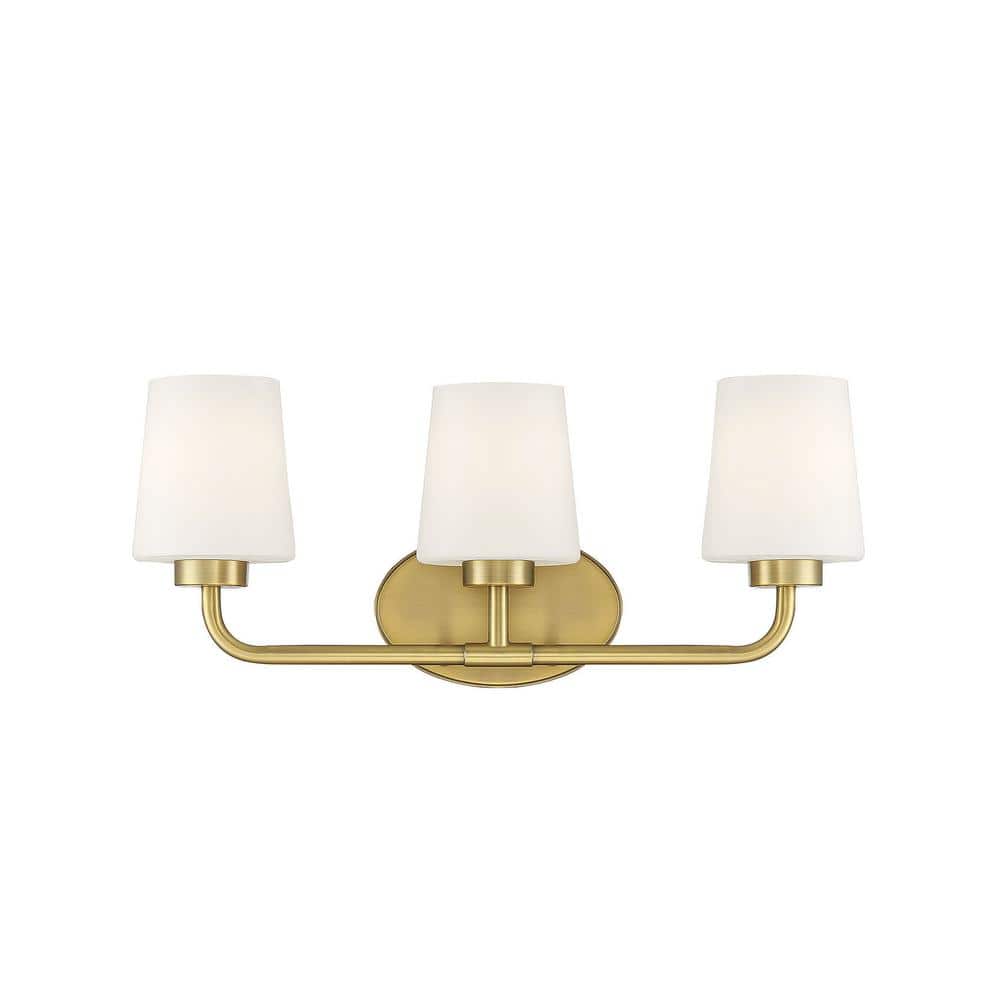 Capra 22 in. W x 9 in. H 3-Light Warm Brass Bathroom Vanity Light with Frosted Glass Shades price history on PriceWatchPro