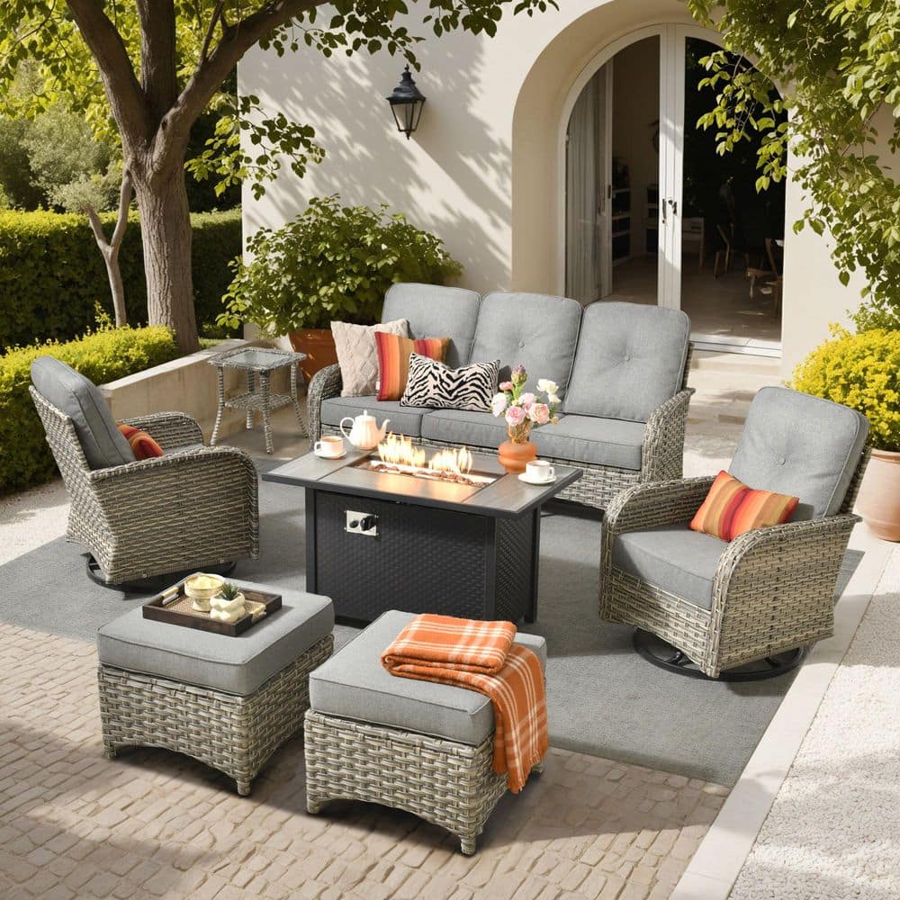 good enough クッション 3点セット グッドイナフ XIZZI Megon Holly 6-Piece Wicker Outdoor Patio Fire Pit Seating