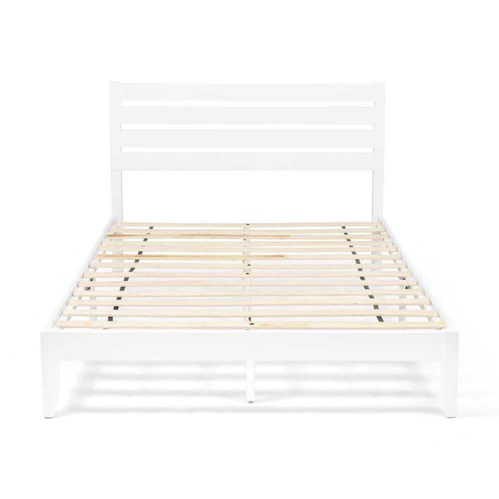 Noble House Guilford White Wood Queen Bed Frame 67606 The Home Depot