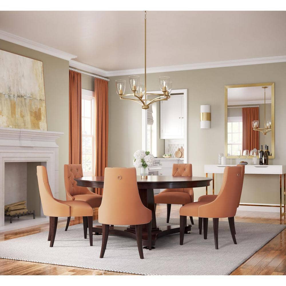 Parkhurst Brushed Bronze 5-Light Chandelier with Glass Shades