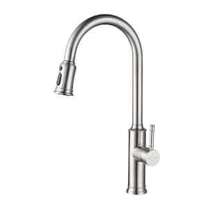 Single Handle Surface Mount Pull Out Sprayer Kitchen Faucet in Brushed Nickel and Matte Black