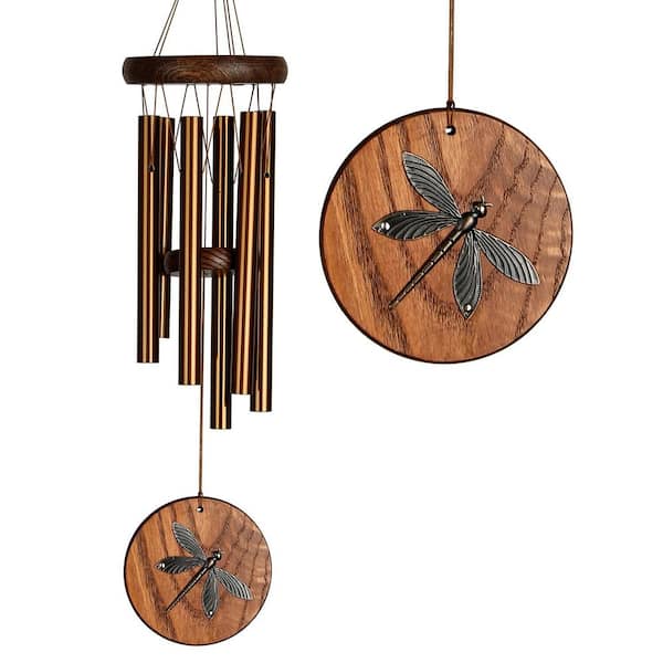 WOODSTOCK CHIMES Signature Collection, Woodstock Habitats Chime, Teak 17 in. Dragonfly Wind Chime HCTD
