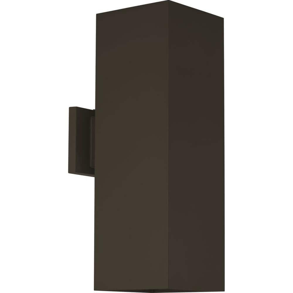 Progress Lighting Coastal Outdoor 5 in. Antique Bronze Outdoor Wall Cylinder Light Square Cast Aluminum Modern Cylinder