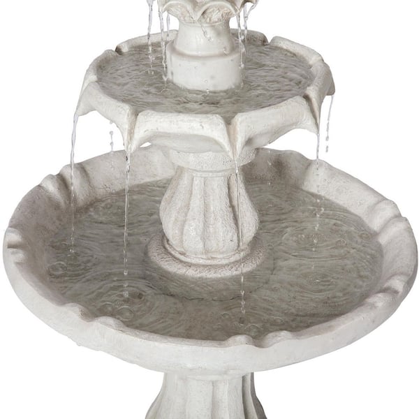 37.40 x 21.85 x 21.85 in. White Polyresin Garden Cascade Water