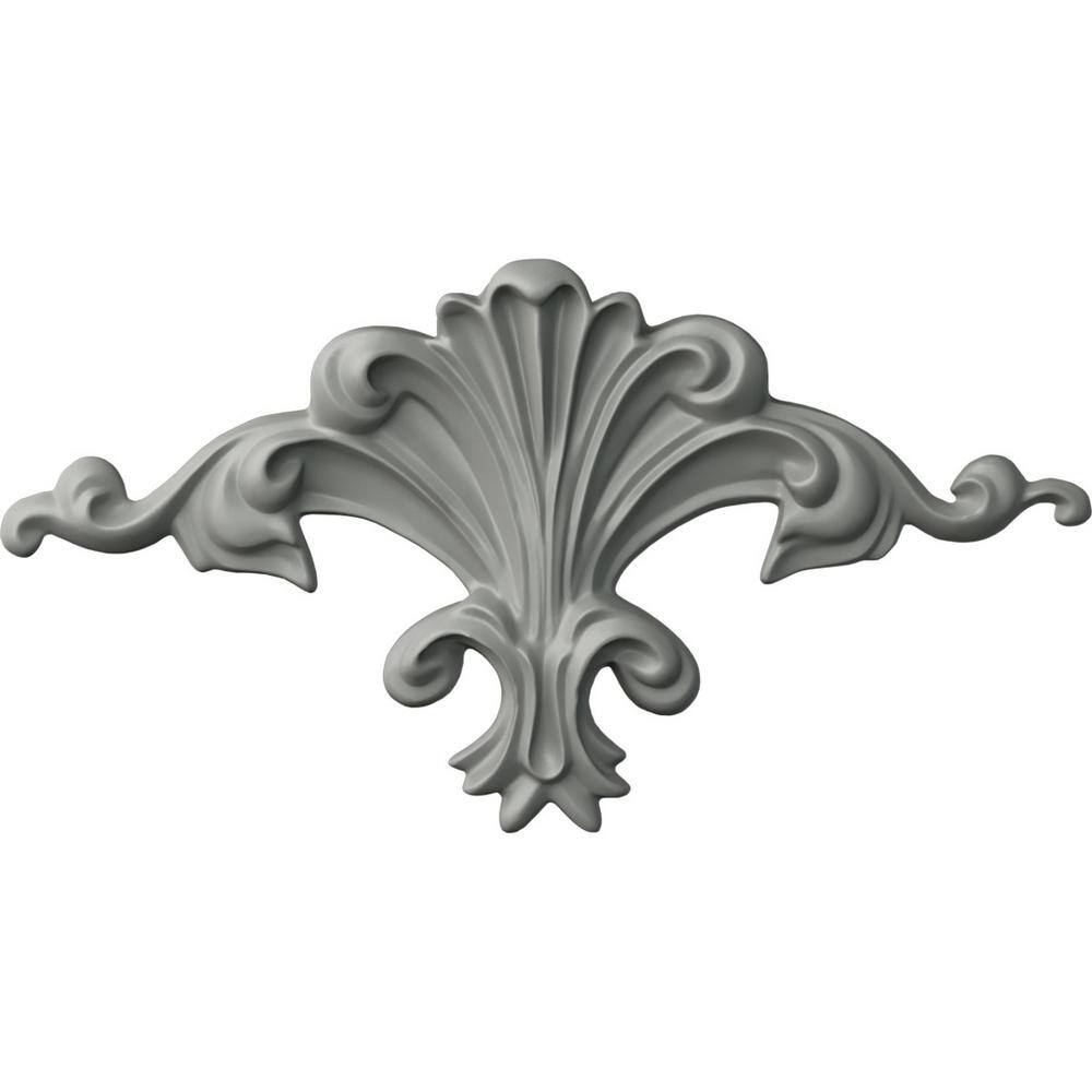 White Primed Polyurethane Scroll Onlay 7 1/8"W x 3 3/4"H