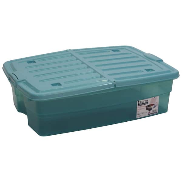 10 Gal. Underbed Storage Organizer Tote in Teal 7421TL - The Home Depot