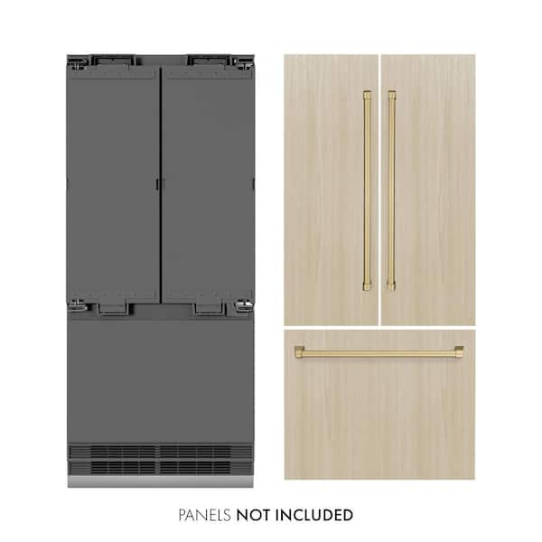 ZLINE Kitchen and Bath Autograph Edition 36 in. 19.6 cu. ft. Panel Ready Built-In Bottom Freezer Refrigerator w/ Gray Interior, Bronze Accents