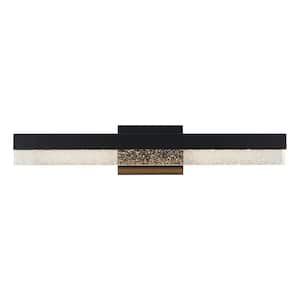 Essence Bubble Bar 27 in. 1 Light Matte Black Modern Integrated LED Vanity Light Bar for Bathroom with Bubble Glass