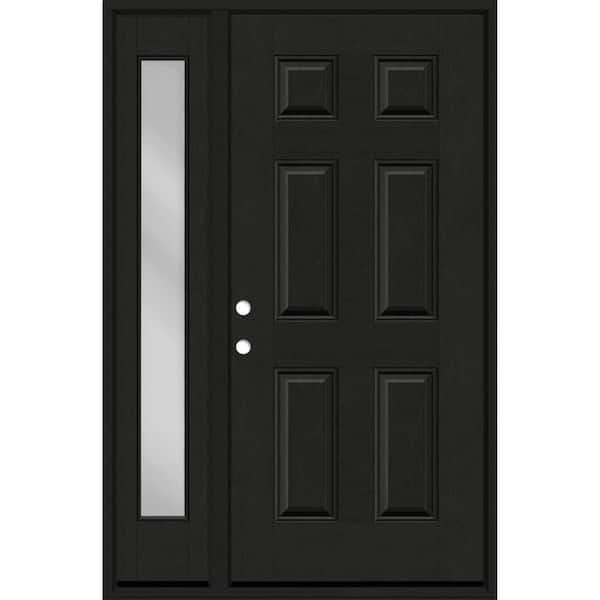 Steves & Sons Regency 53 in. x 80 in. 6 Panel RHIS Onyx Stain Mahogany Fiberglass Prehung Front Door with Clear 14 in. SL 4-9/16
