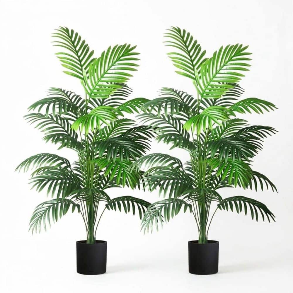 Afoxsos 25.59 in. 4ft Artificial Green Indoor Outdoor Palm Tree
