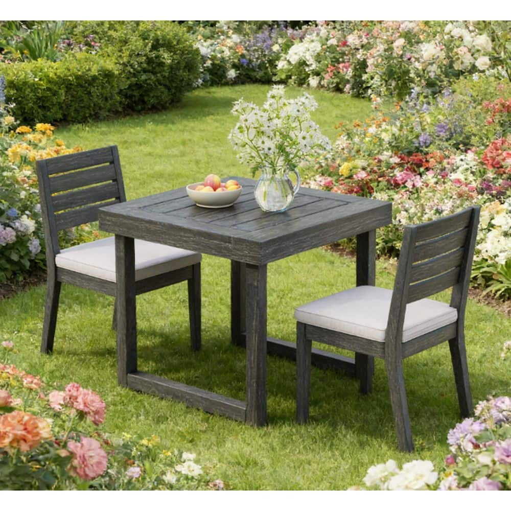 Black Acacia Wood Outdoor Dining Chair Armless with White Cushions for Backyard, Poolside, Garden (2-Pack) price history on PriceWatchPro