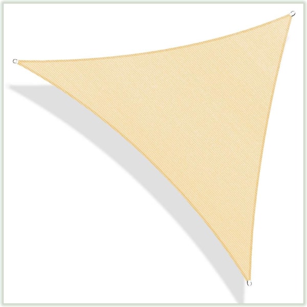 COLOURTREE 12 ft. x 12 ft. 190 GSM Beige Equilateral Triangle Sun Shade Sail Screen Canopy, Outdoor Patio and Pergola Cover