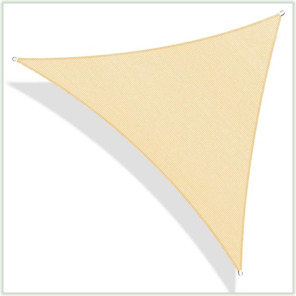 COLOURTREE 22 ft. x 22 ft. 190 GSM Beige Equilateral Triangle Sun Shade Sail Screen, Outdoor Patio and Pergola Cover