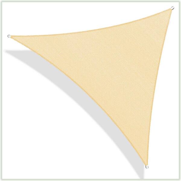 COLOURTREE 32 ft. x 32 ft. 190 GSM Beige Equilateral Triangle Sun Shade Sail Screen Canopy, Outdoor Patio and Pergola Cover