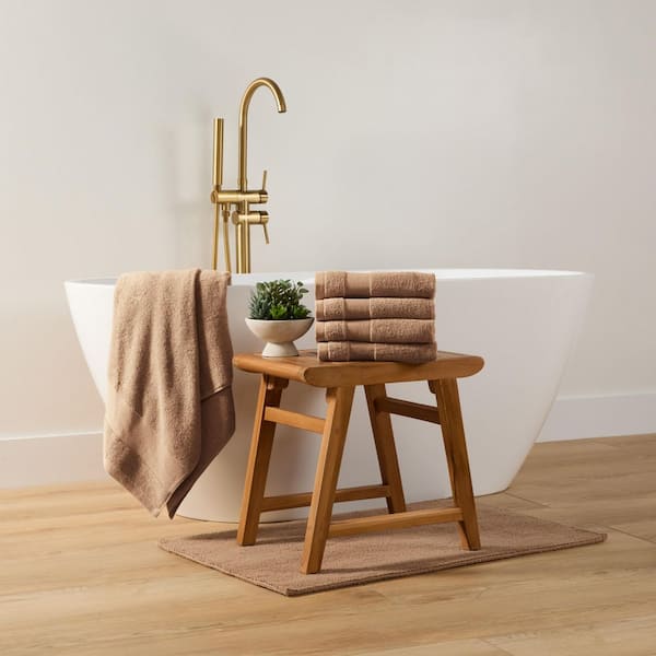 Becky Cameron Hotel-Quality 4-Piece Mocha Cotton Hand Bath Towel