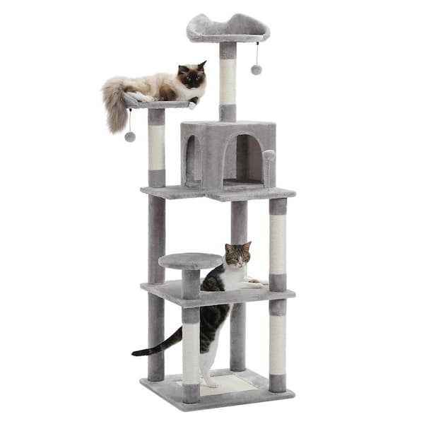 Foobrues Scratching Posts Cat House Cat Tree in Gray L AMT0217GY