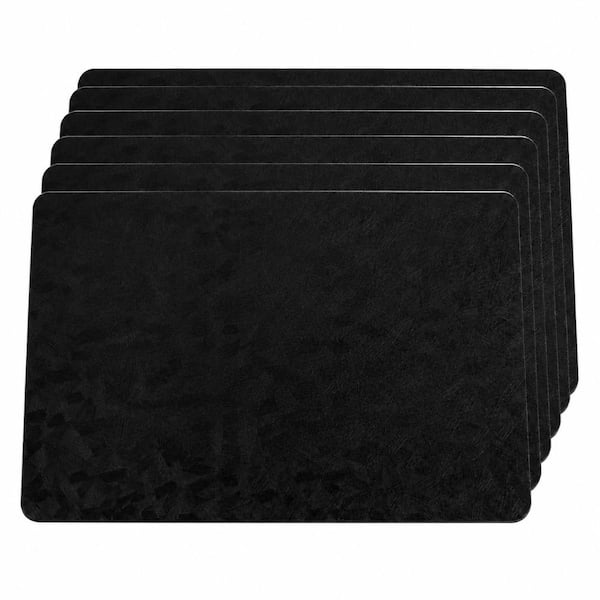 11.8 in. x 17.8 in. Black Plastic Placemats Set of 6 Heat Resistant Waterproof Table Mats for Dining Tables