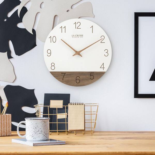 La Crosse Clock 12 in. Sierra Wood Quartz Analog Wall Clock 404