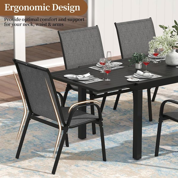 INNUMIA 11-Pieces Aluminum Rectangle Outdoor Dining Set with 106.3