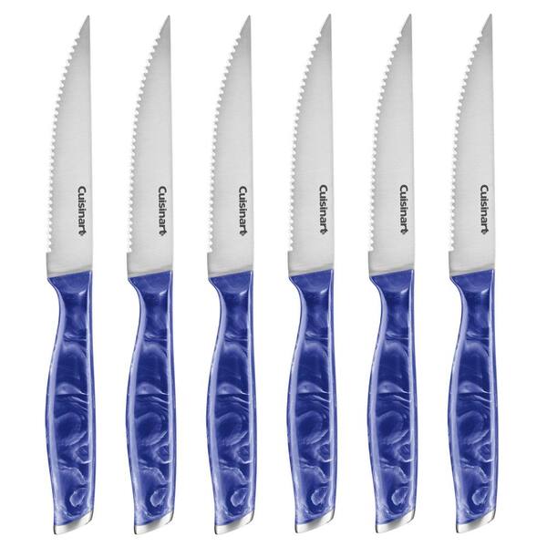 Cuisinart 6-Piece Classic Cutlery Steak Knife set with Blue Marbled Handles