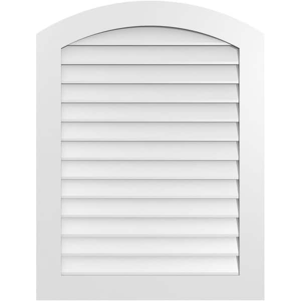 Ekena Millwork 32 in. x 42 in. Arch Top Surface Mount PVC Gable Vent: Functional with Standard Frame