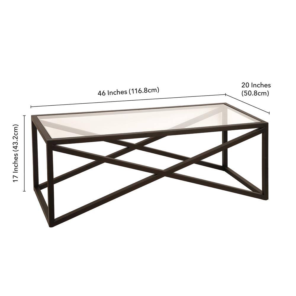 Urban Geometric 46" Blackened Bronze Glass Coffee Table