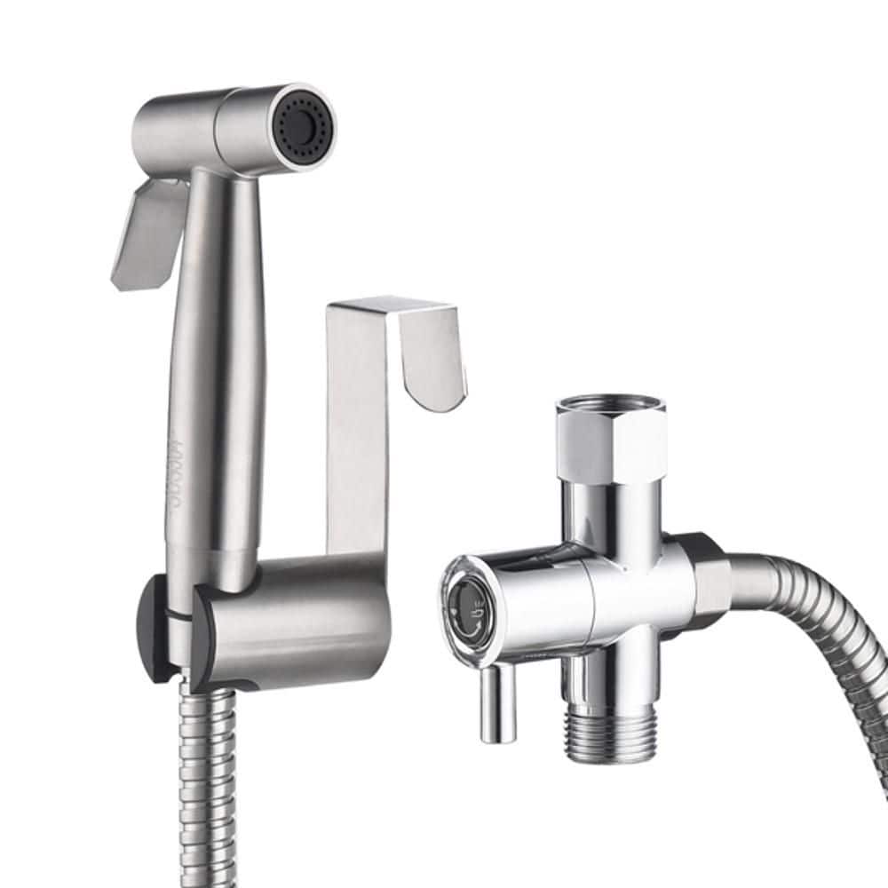 Handheld Toilet Sprayer 1-Handle Bidet Faucet with Sprayer Gun, Hose, Wall Mount Holder & T-Valve Diverter in Silver price history on PriceWatchPro