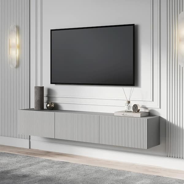 LIVING SKOG Camelia Grey 71 in. Floating TV Stand Fits TV's
