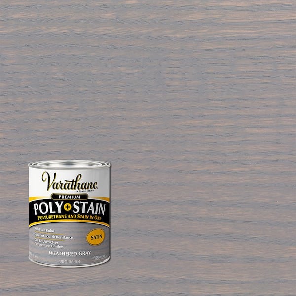 Varathane 1 Qt. Weathered Gray Satin Water-Based Interior Wood Stain and Polyurethane (2-Pack)