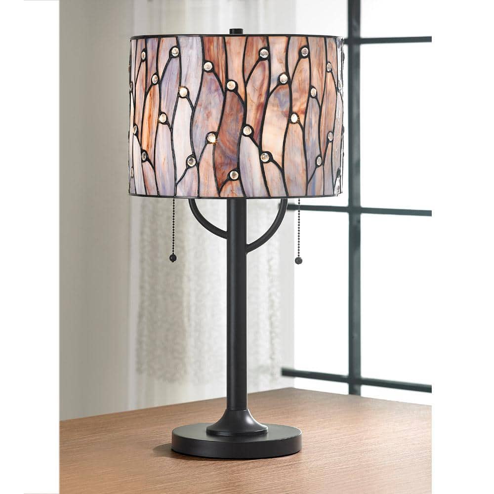 Vines Blue and Purple Stained Glass Tiffany Table Lamp