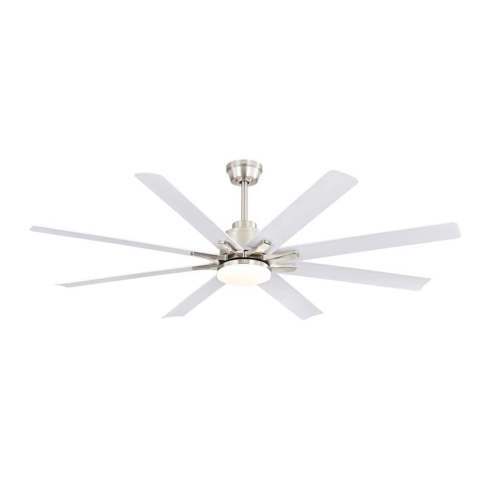 66 in. Smart Indoor Chrome Ceiling Fan with Light and Remote Control 8-Blad
