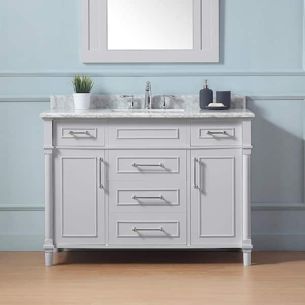 Home Decorators Collection Aberdeen 48 in. Single Sink Freestanding Dove Gray Bath Vanity with Carrara Marble Top (Assembled)