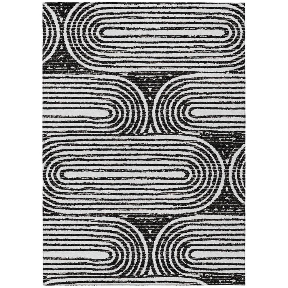 Black and White 5 ft. x 8 ft. Woven Abstract Rectangle Indoor/Outdoor Area Rug price history on PriceWatchPro