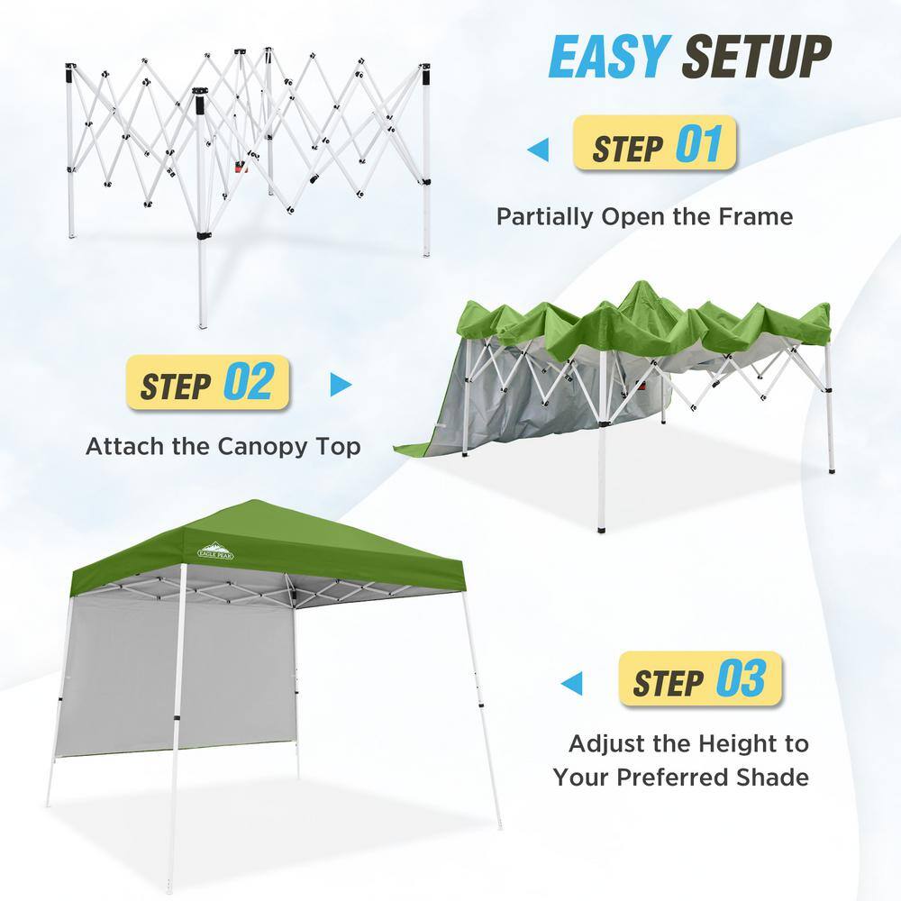Green 10x10 Steel Portable Pop-Up Canopy Tent