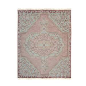 Pink 9 ft. x 12 ft. Hand-Knotted Wool Traditional Heriz Design Rug Area Rug