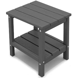 Adirondack Square Resin Outdoor Side Table in Gray