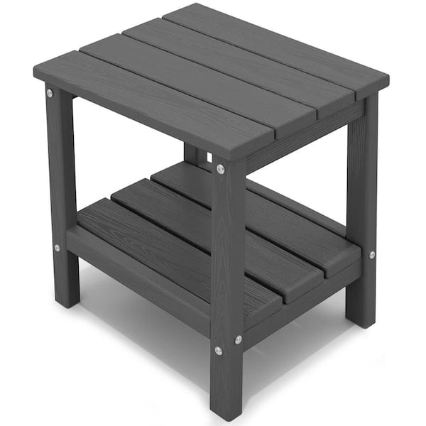 JEAREY Adirondack Square Resin Outdoor Side Table in Gray