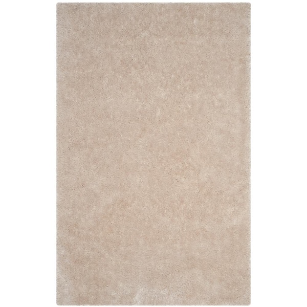 SAFAVIEH Luxe Shag Bone 4 ft. x 6 ft. Solid Area Rug