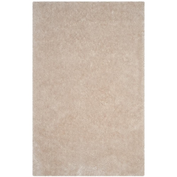 SAFAVIEH Luxe Shag Bone 9 ft. x 12 ft. Solid Area Rug