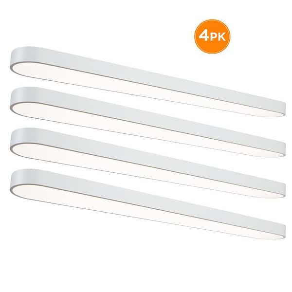 4-Pack 4 ft. x 6 in. LED Flush Mount Ceiling Light, Selectable CCT 2700K-5000K, Dimmable Low Profile 2800LM 40W, White