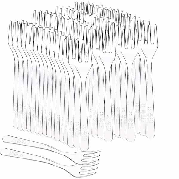 Flatware Single Pieces Plastic Not Applicable Clear Plastic 3.7 in. Mini Tasting Fork for Appetizers Dessert