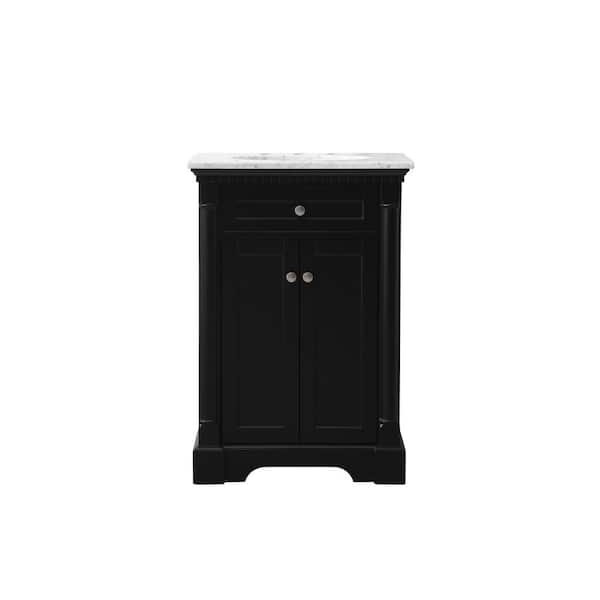 Unbranded Timeless Home 24 in. W x 21.5 in. D x 35 in. H Single Bathroom Vanity in Black with White Marble
