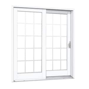 60 in. x 80 in. Smooth White Right-Hand Composite Sliding Patio Door with 15-Lite SDL